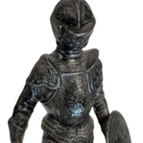 Vintage Knight On Wooden Base Depose Italy Armatura Sec. XIV Figurine 8.5 Inches - Picture 2 of 5